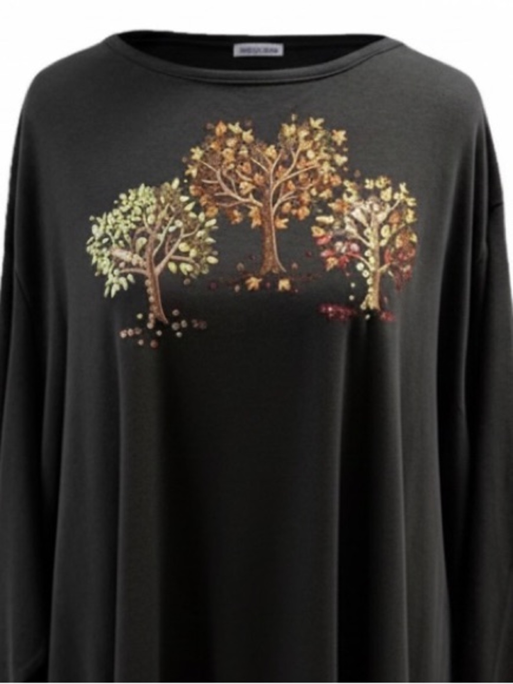 Quaker Factory Plus Women's Fall Top 5X Sequin Bling Black Cotton Blend SOFT NWT